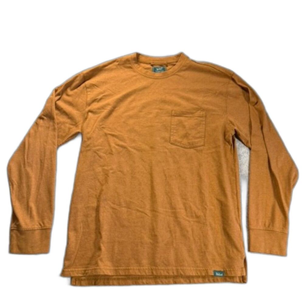 Woolrich Green Label Long Sleeve Pocket Tee Mens S Brown Cotton Blend NWOT